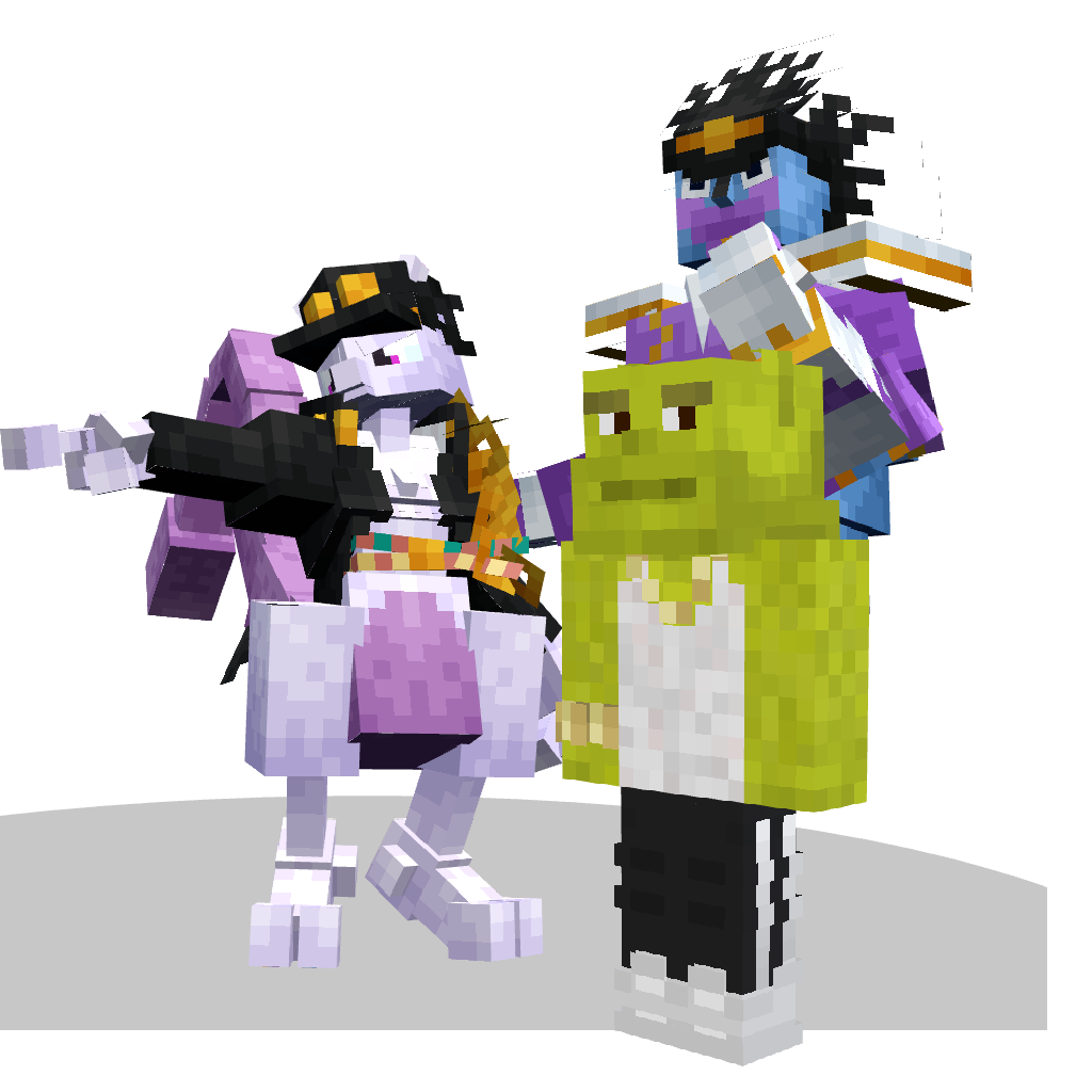 Exemplo de composição com skins de jogadores e Pokémon